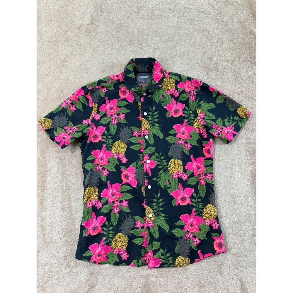 Bonobos Tailored Slim Fit Shirt Mens Size S Tropical Floral Pineapple EUC